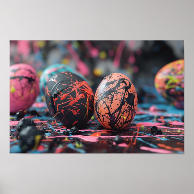 Póster Pintura de goteo Huevos de Pascua (Frente)