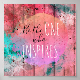 Póster Pintura de goteo y pincel de salpicaduras en una m