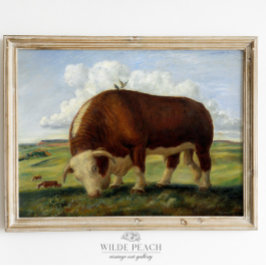 Póster Pintura de granja de vintage de vacas occidentales