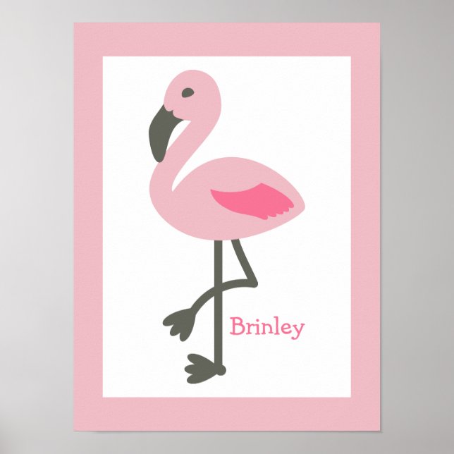 Póster Pintura de guardería personalizada Flamingo rosa (Frente)
