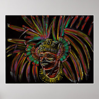 Póster pintura de guerrero de cráneo