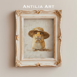 Póster Pintura de hámster lindo Granja de estilo rústico 