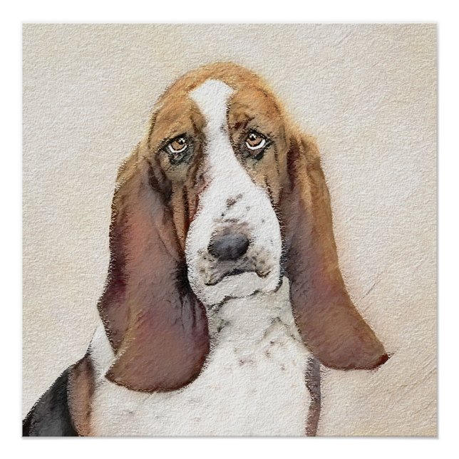 Póster Pintura de hebilla de basset - Arte de perro origi (Anverso)