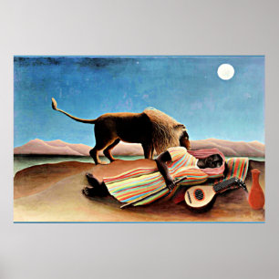 Póster Pintura de Henri Rousseau, gitano durmiente