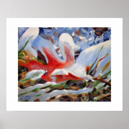Póster Pintura de hoja de roble congelada / Artista Larry