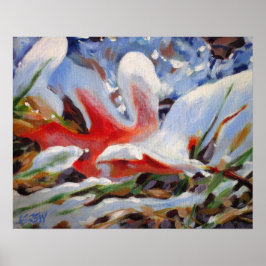 Póster Pintura de hoja de roble congelada / Artista Larry