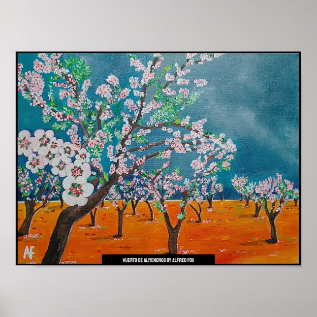 Póster Pintura de Huerto de Almendros por Alfred Fox (Frente)