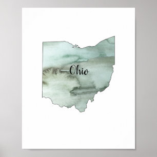 Póster Pintura de Ilustracion del estado de Ohio