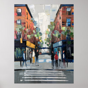 Póster Pintura de Impasto de Paso de Peatones en Nueva Yo