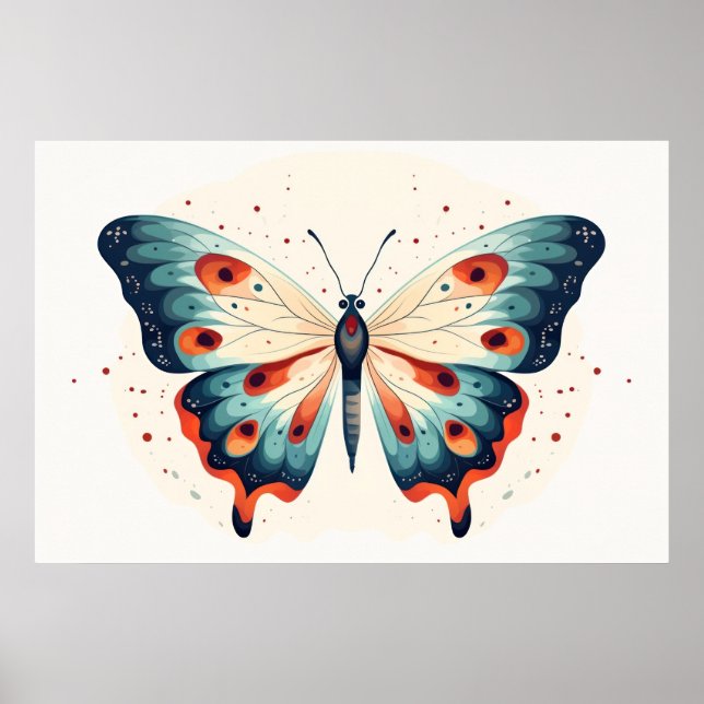 Póster Pintura de insectos de mariposa (Frente)