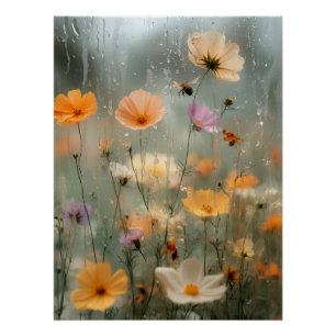 Póster Pintura de jardín de flores silvestres soñadoras b