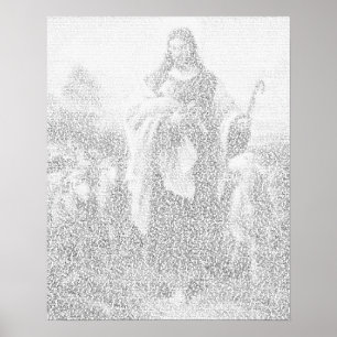 Póster Pintura de Jesús hecha de texto del Nuevo Testamen