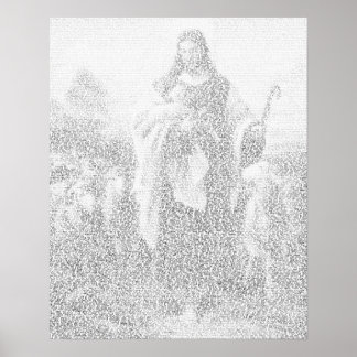 Póster Pintura de Jesús hecha de texto del Nuevo Testamen