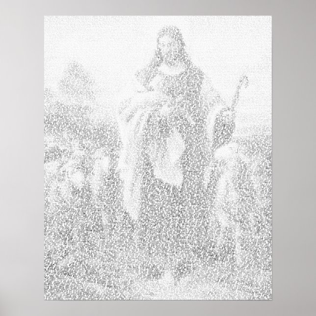 Póster Pintura de Jesús hecha de texto del Nuevo Testamen (Frente)