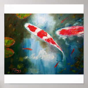 Póster Pintura de Kohaku Koi