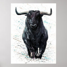 Póster Pintura de la acuarela de búfalo