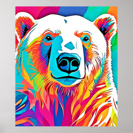 Póster Pintura de la cabeza del oso vibrante