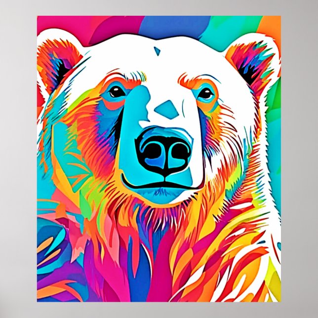 Póster Pintura de la cabeza del oso vibrante (Frente)