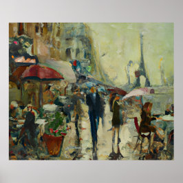 Póster Pintura de la calle Paris Heavy Rain Café de los a