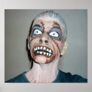 Póster pintura de la cara del zombi del poster del zombi