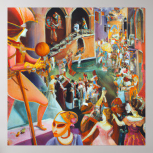 Póster Pintura de la celebración del Carnaval de Venecia