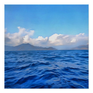 Póster Pintura de la Costa Turquesa del Marmaris Azul Ege