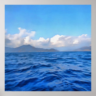 Póster Pintura de la Costa Turquesa del Marmaris Azul Ege