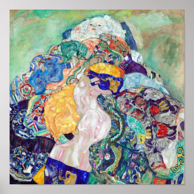 Póster Pintura de la cuna del bebé por Gustav Klimt (Frente)