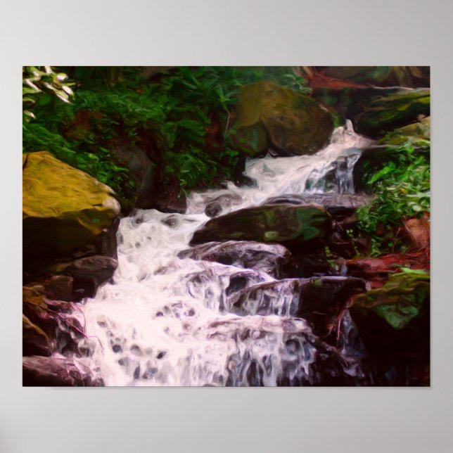Póster Pintura de la foto del aceite de la cascada de bos (Frente)