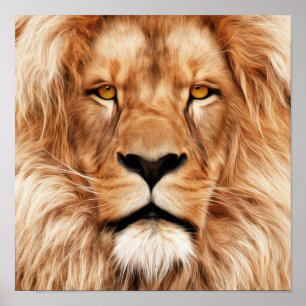 Póster Pintura de la foto del león el rey