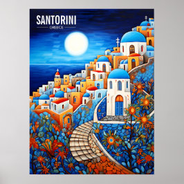 Póster Pintura de la isla de Santorini | Viajes a Grecia 