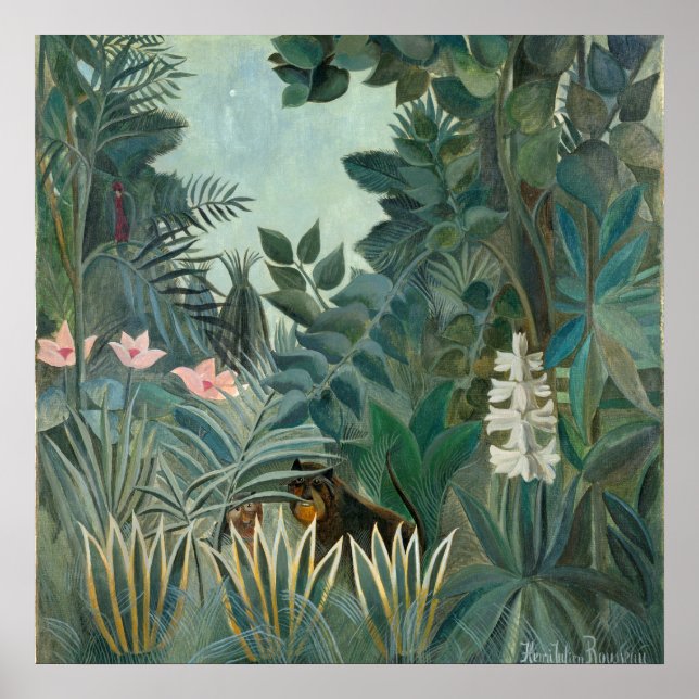 Póster Pintura de la jungla ecuatorial de Rousseau (Frente)