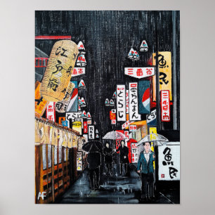 Póster Pintura de la lluvia de Tokio de Alfred Fox