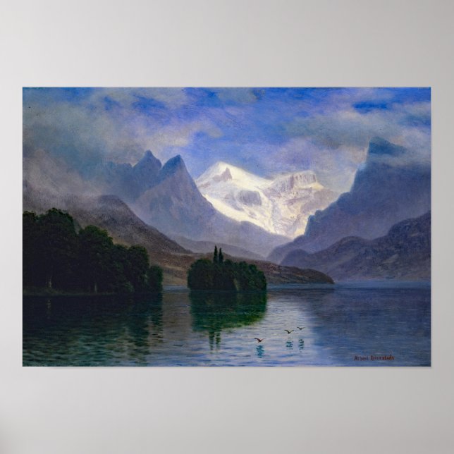 Póster Pintura de la montaña Bierstadt (Frente)