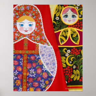 Póster Pintura de la muñeca rusa Matryoshka