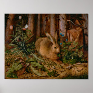 Póster Pintura de la naturaleza forestal de Hoffmann Hare