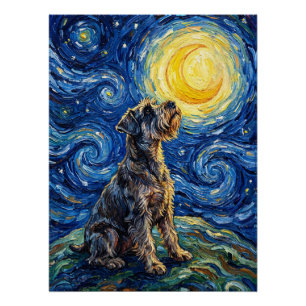 Póster Pintura de la noche estrellada de Schnauzer