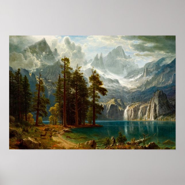 Póster Pintura de la Sierra Nevada de Bierstadt (Frente)