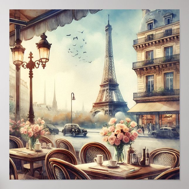 Póster Pintura de la Torre Eiffel de París (Frente)