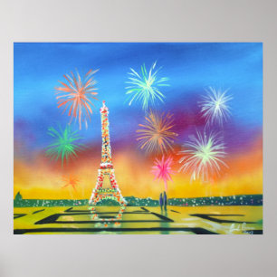 Póster Pintura de la Torre Eiffel en París