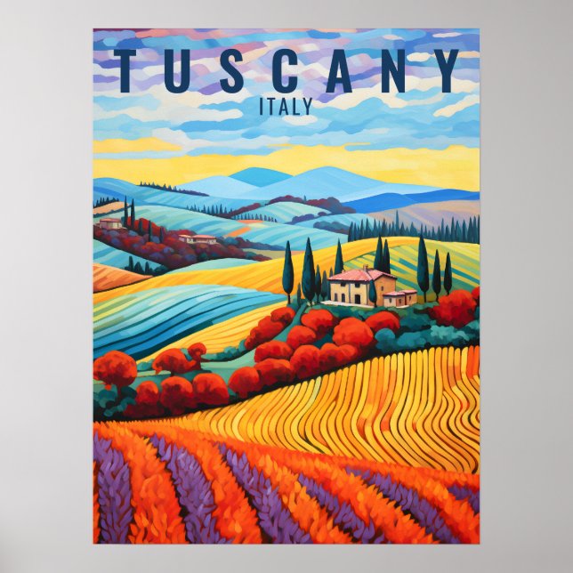 Póster Pintura de la Toscana en otoño | Viajes a Italia | (Frente)