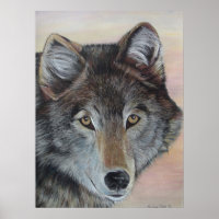 pintura de la vida salvaje del lobo gris