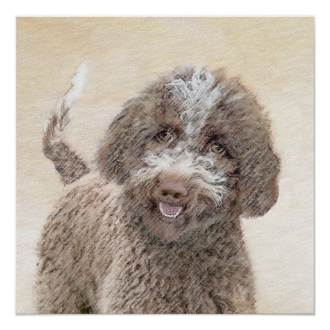 Póster Pintura de Lagotto Romagnolo - Arte de perro origi (Anverso)