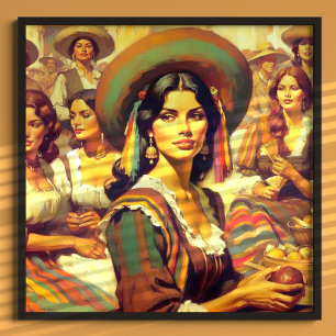 Póster Pintura de latinas vintage