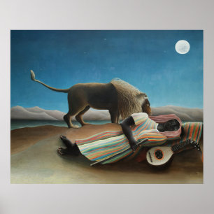 Póster Pintura de león gitano durmiente de Henri Rousseau