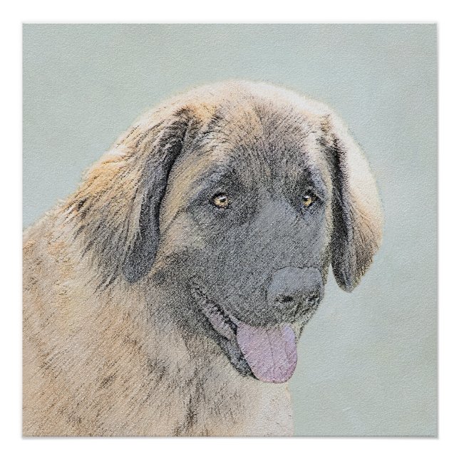 Póster Pintura de Leonberger - Arte de Perro Original. (Anverso)