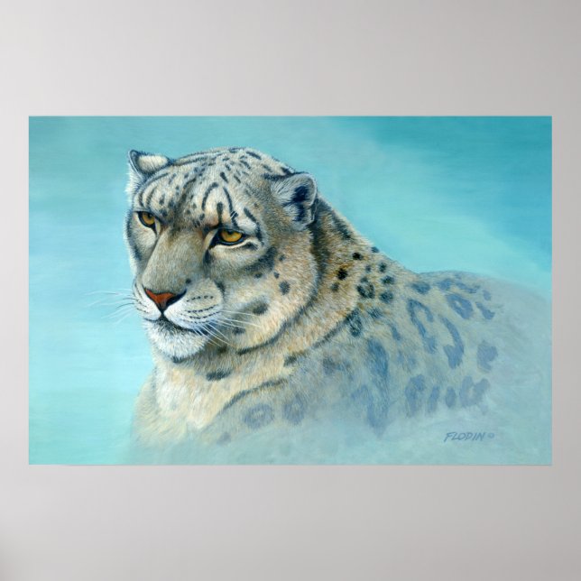 Póster Pintura de leopardo de la nieve- (Frente)
