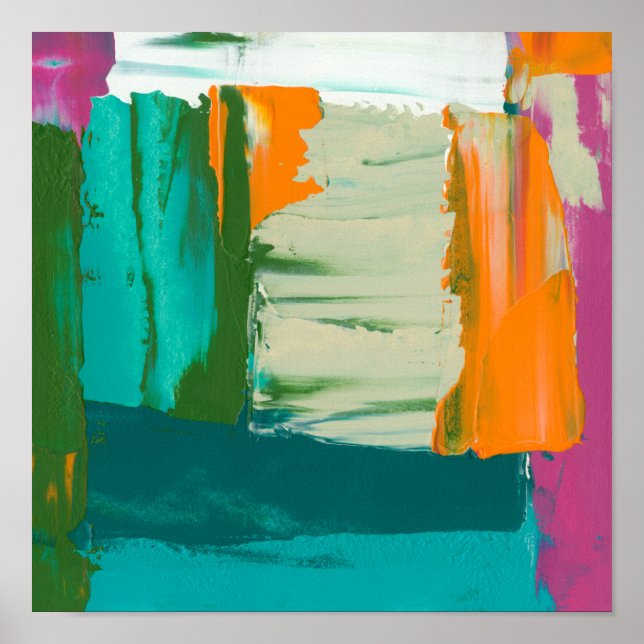 Póster Pintura de libre expresión multicolor (Frente)