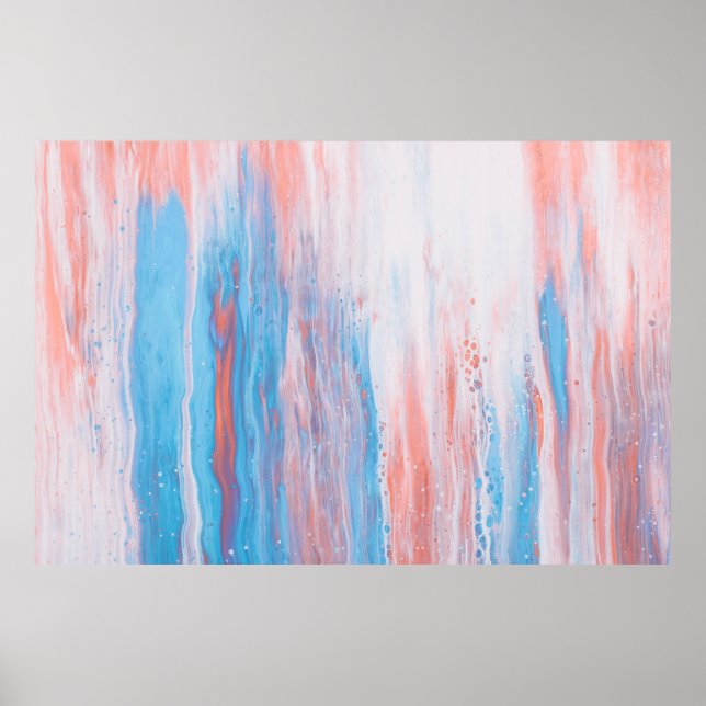 Póster Pintura de lienzo rosa y azul (Frente)