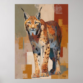 Póster Pintura de Lince Impresionista Moderna Elegante